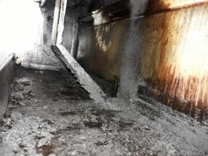 Dirty and greasy kitchen extract system