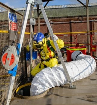 Example of working in confined spaces.
