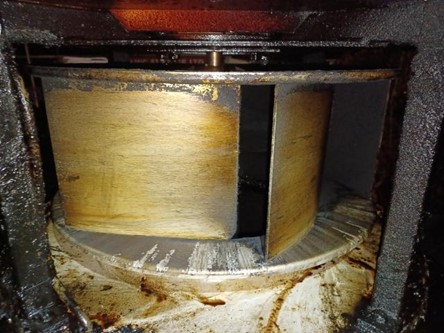 fan unit covered in grease